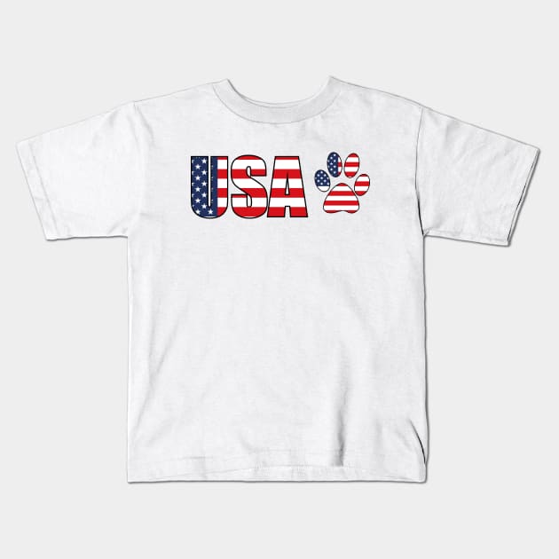 USA flag Dog Paw Kids T-Shirt by EpicMums